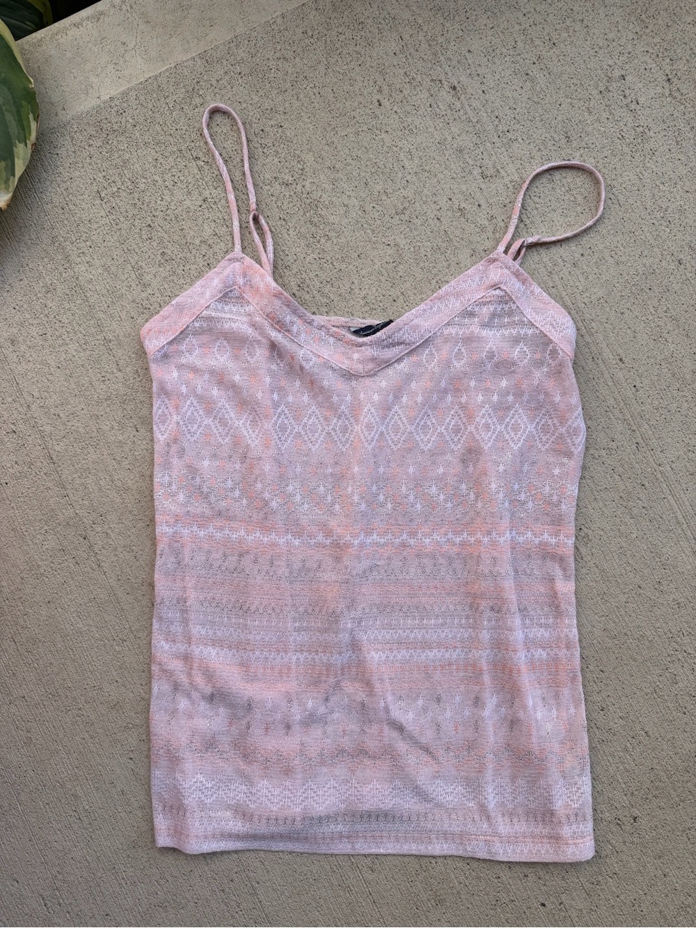 American Eagle Outfitters Pale Pink Patterned Knit Cami Tank